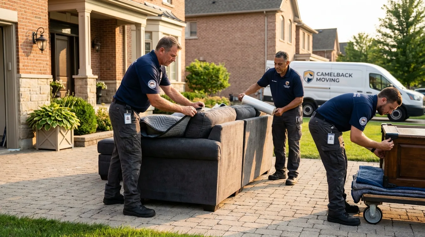 Large estate moving crew wrapping furniture in Weedsport, NY