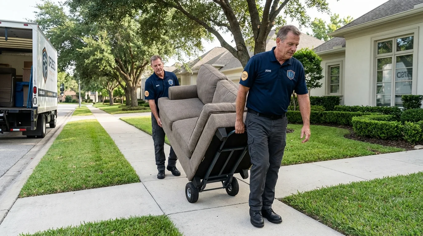 Local residential moving crew loading furniture in Weedsport, NY